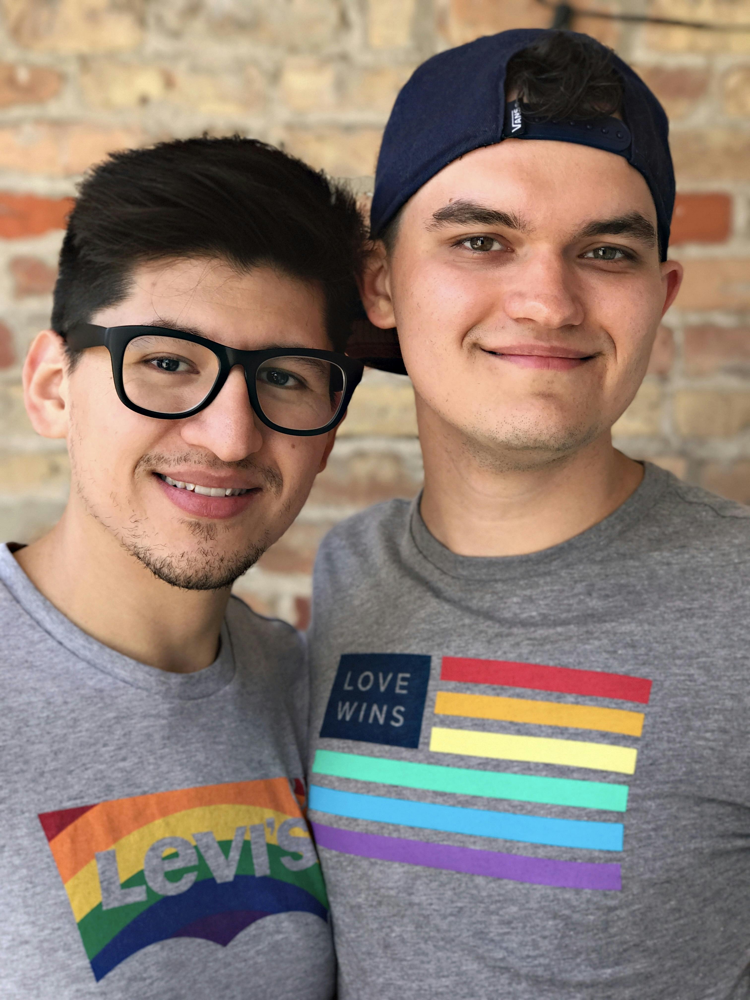 Casey and his partner, Rigo, at Chicago Pride.