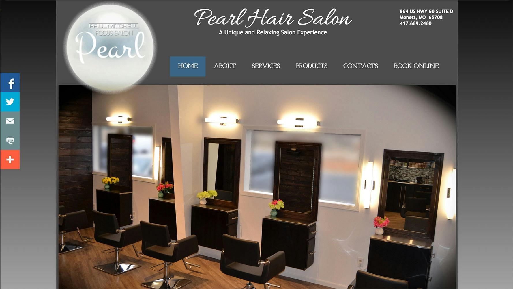 Pearl Hair Salon's old website.