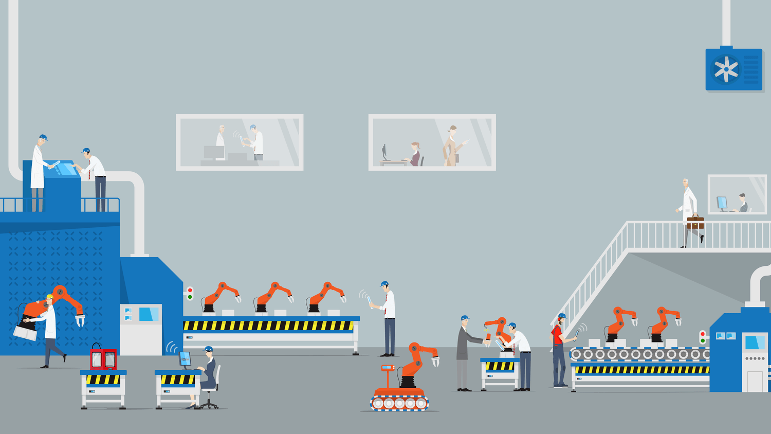 Illustration of an Industry 4.0 plant floor.